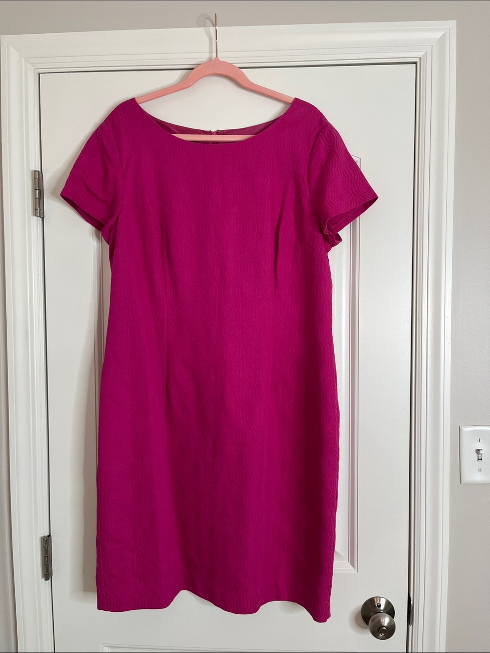 Talbots-Fuchsia Short-Sleeve Shift Dress-Size 18